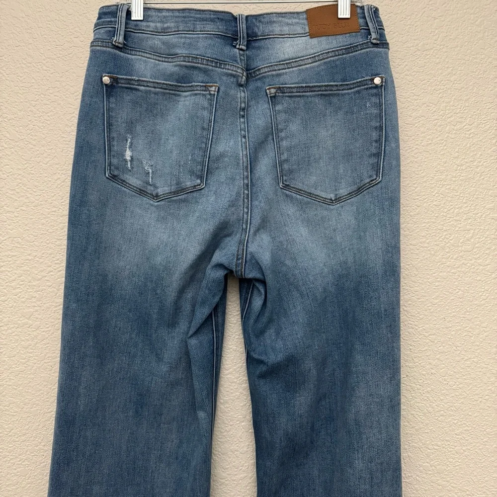Judy Blue 90's Straight Fit Distressed Denim Jeans Size 13/31 - Picture 8 of 13